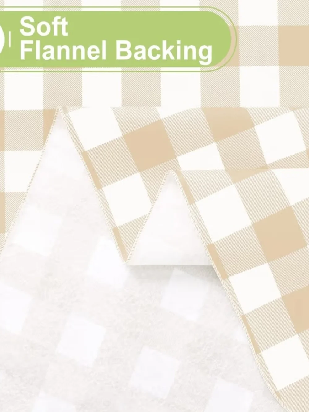 Neutral Buffalo Check Tablecloth Rectanglar in Beige & White - 52 X 70 - Picture 3 of 6